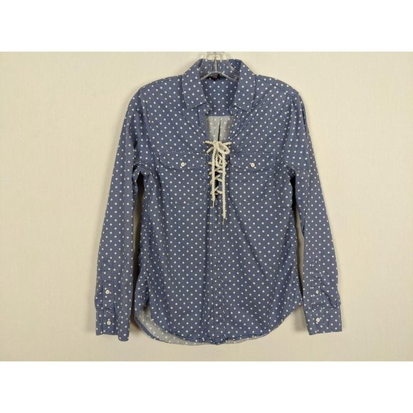 Victoria's Secret polka dots lace up blouse S/P - Picture 7 of 7